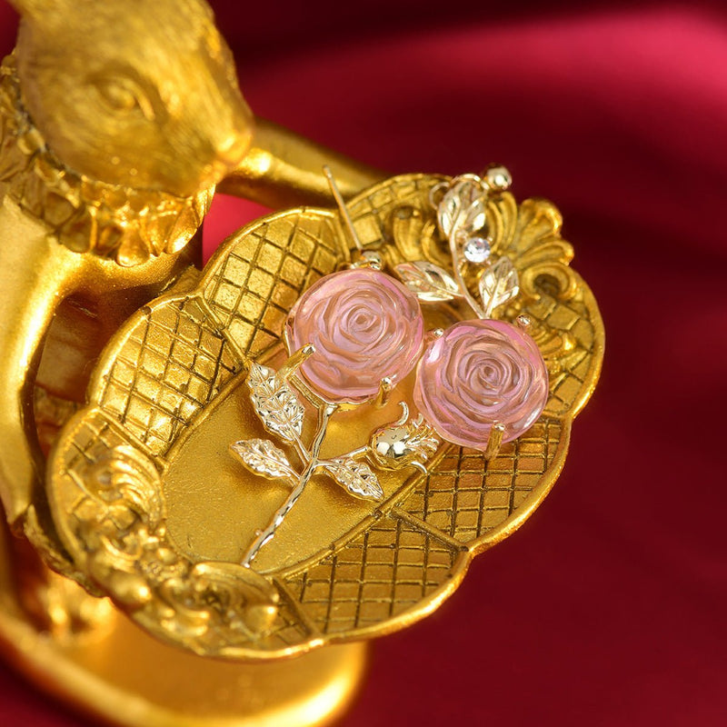 [Ausverkauf] Rosa Rosenohrringe