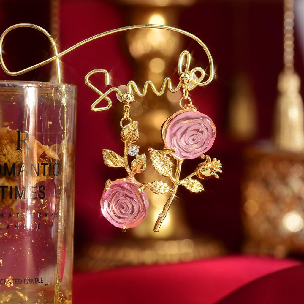 [Ausverkauf] Rosa Rosenohrringe