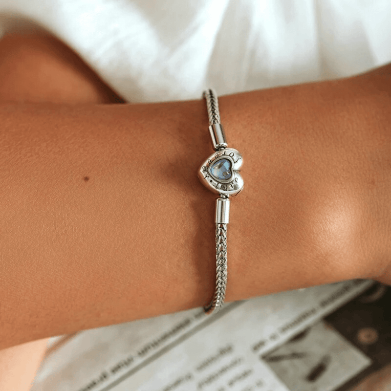 Armband mit Kristallherzanhänger, Silber