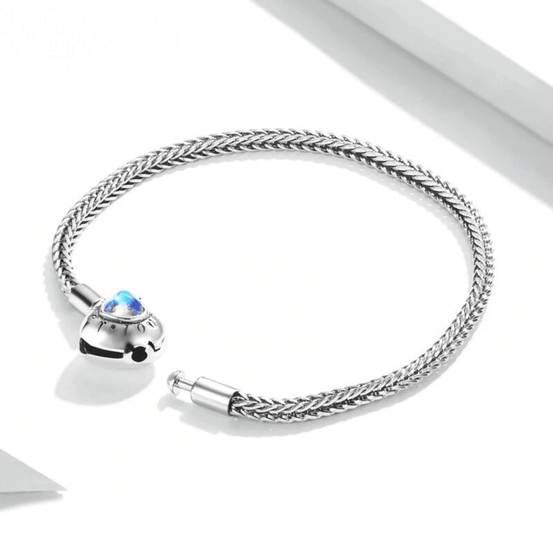 Armband mit Kristallherzanhänger, Silber