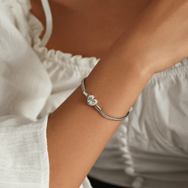 Armband mit Kristallherzanhänger, Silber