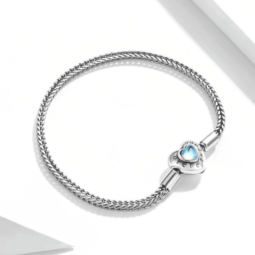 Armband mit Kristallherzanhänger, Silber