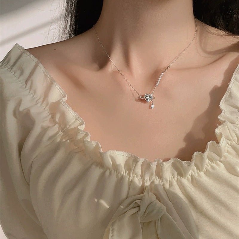 Kristallherz-Halskette (massives Silber)