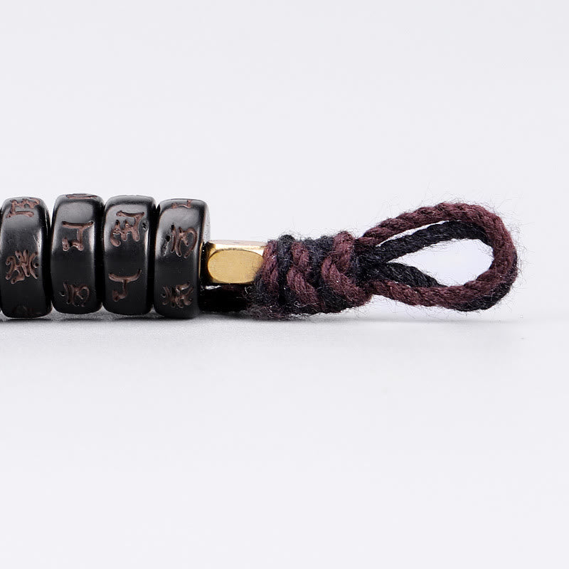 Carmiora tibetische Kokosnussschalen-Perlen mit Gravur Om Mani Padme Hum Mantra Positive String-Armband