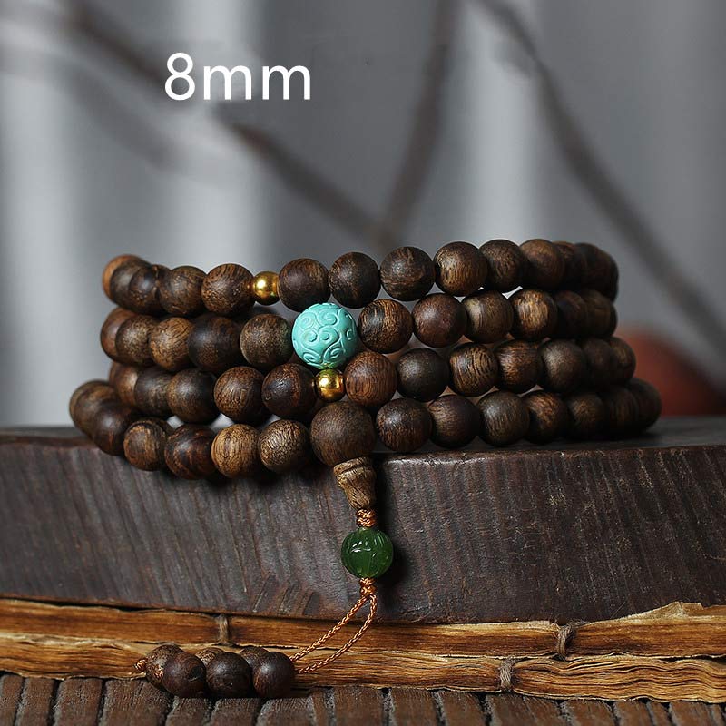 Carmiora 108 Mala Perlen Nha Trang Agarwood Türkis Gebet Meditation Armband Mala