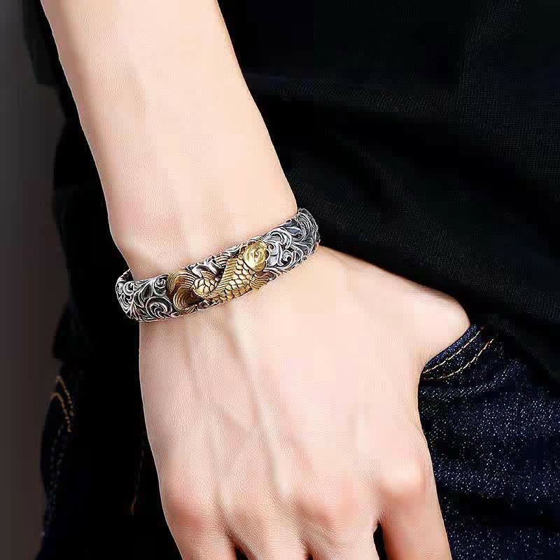 Carmiora Koi Fisch Gras Muster Wohlstand Reichtum Armband Armreif