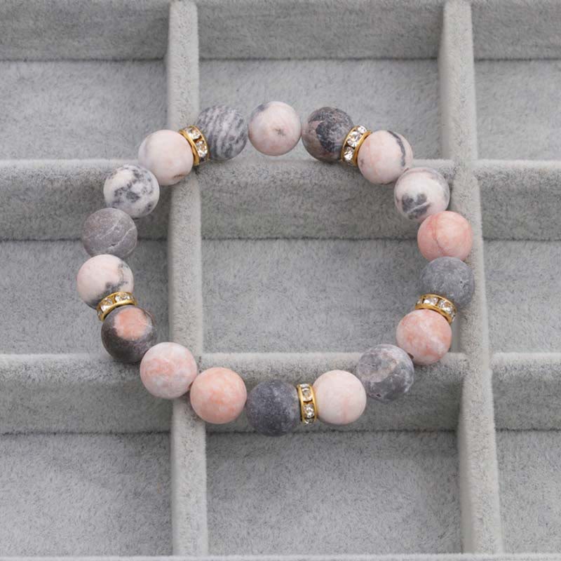 Carmiora Angst Stress Heilung Kristall Zebra Jaspis Perlenarmband