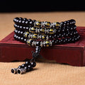 Carmiora Black Obsidian Six True Words Protection Mala Armband