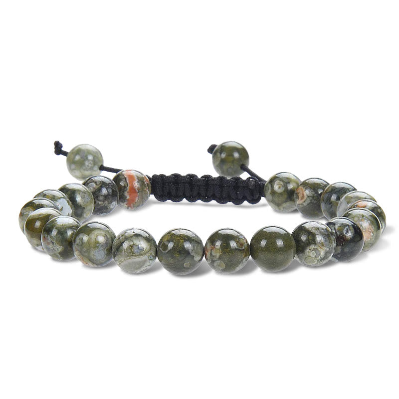 Carmiora Natürliche Heilkraft Edelstein-Kristallperlen, Unisex, verstellbares Makramee-Armband