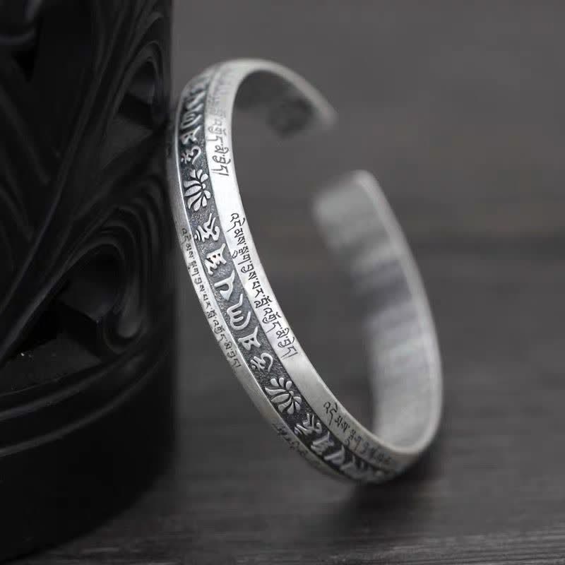 Carmiora Om Mani Padme Hum Herz Sutra Mantra Lotus Peace Meditation Manschettenarmband Armreif