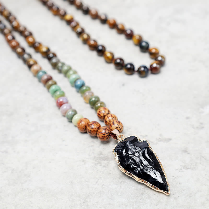 Carmiora Tigerauge Pfeil Mut Halskette