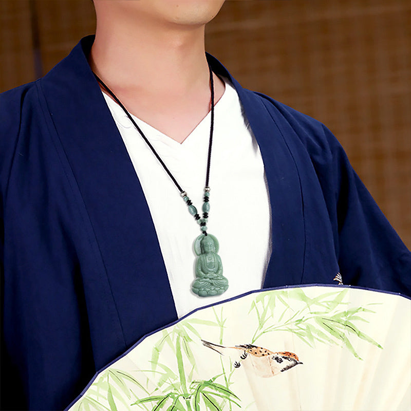 Carmiora Amitabha Buddha Jade Amulett Halskette mit Mitgefühl