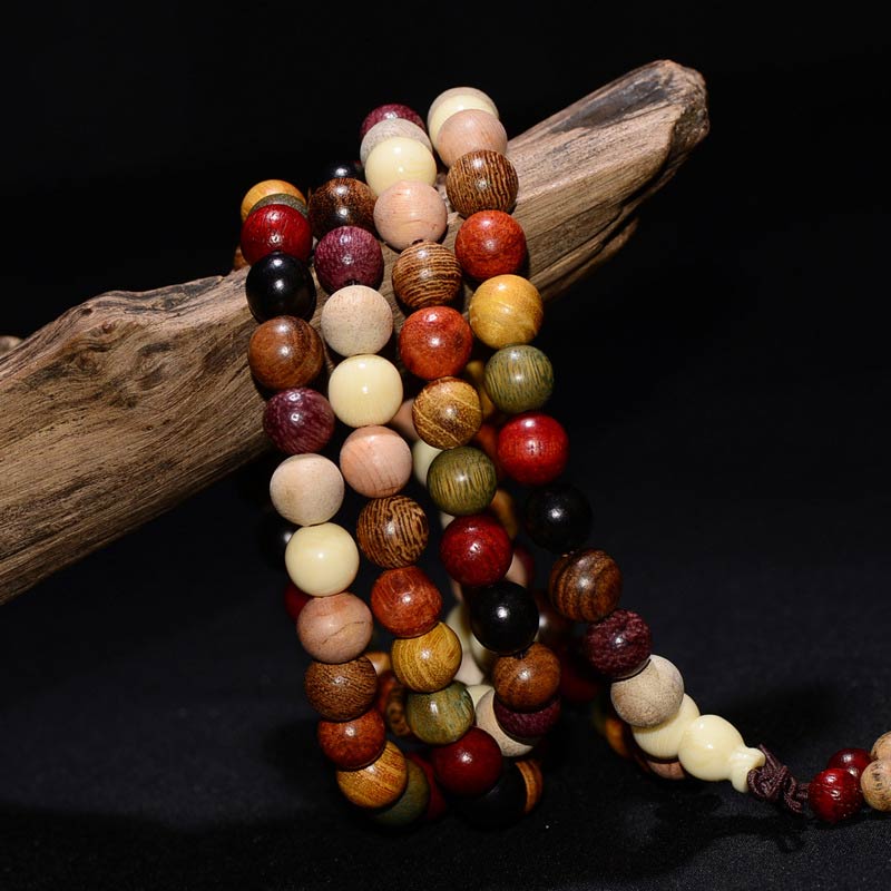 Carmiora 108 Perlen Wenge Holz Mala Segen Meditationsarmband