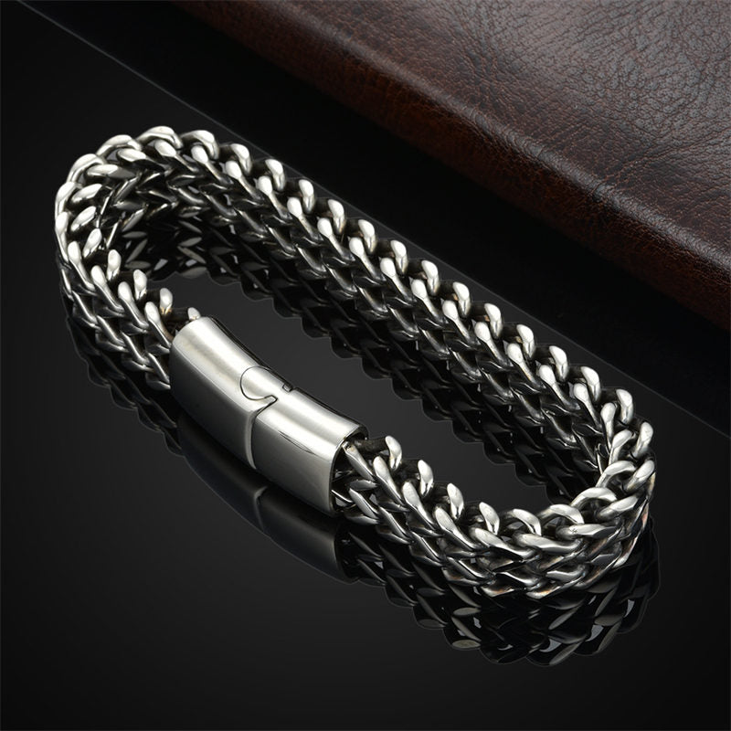 Carmiora Fischschuppen-Armband mit magnetischer Schnalle, Titanstahl, Balance-Armband