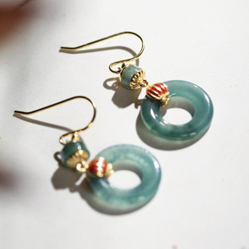 Carmiora Cyan Jade Laterne Kupfer Glück Tropfen Ohrringe