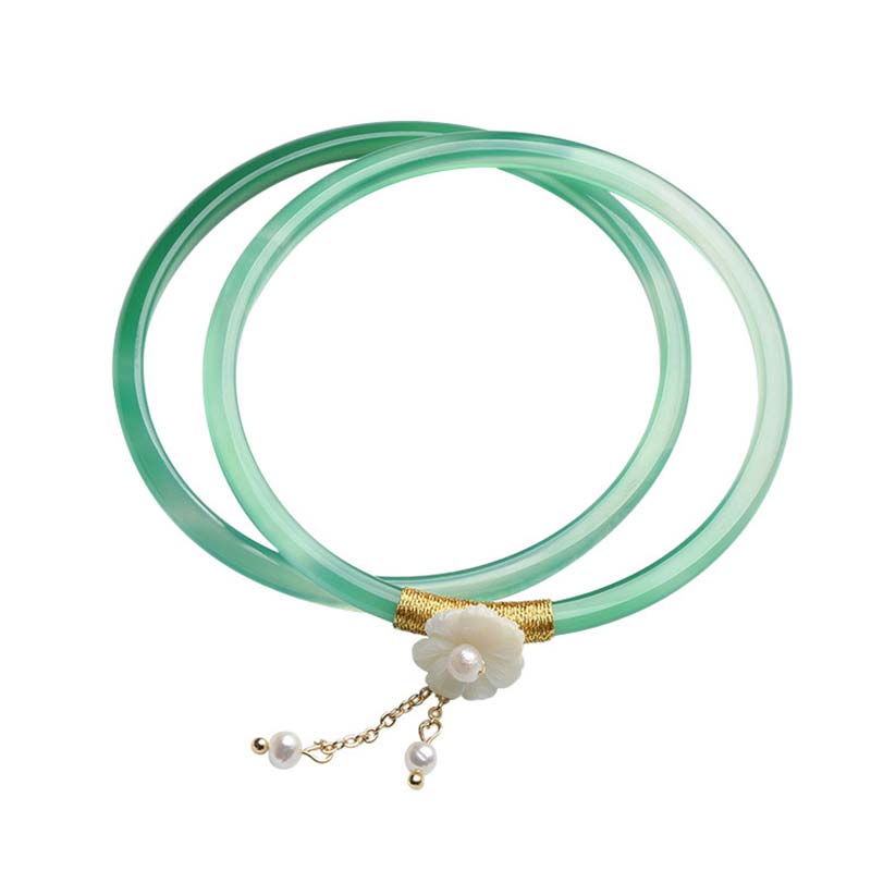 Carmiora Erfolgsarmband aus natürlicher cyan-weißer Jade