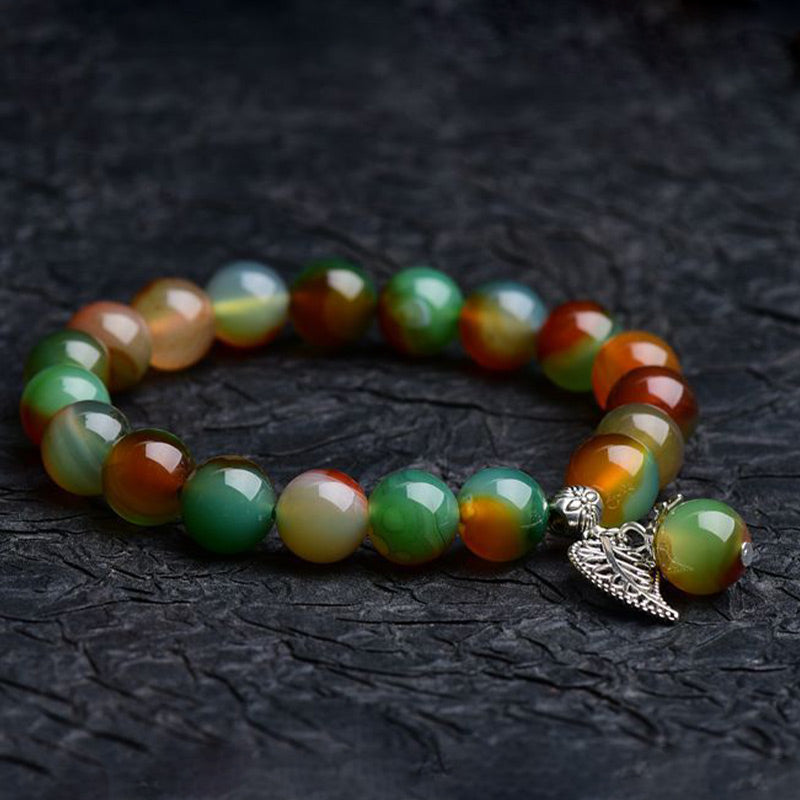 Carmiora tibetisches natürliches grünes Achat-Heilarmband