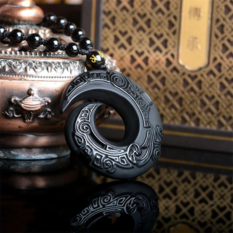 Carmiora natürlicher schwarzer Obsidian-Eis-Obsidian-Stärke-Halsketten-Anhänger