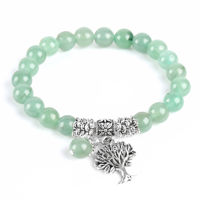 Carmiora Stretch-Armband mit natürlichem Edelstein, Baum des Lebens, Glücksbringer