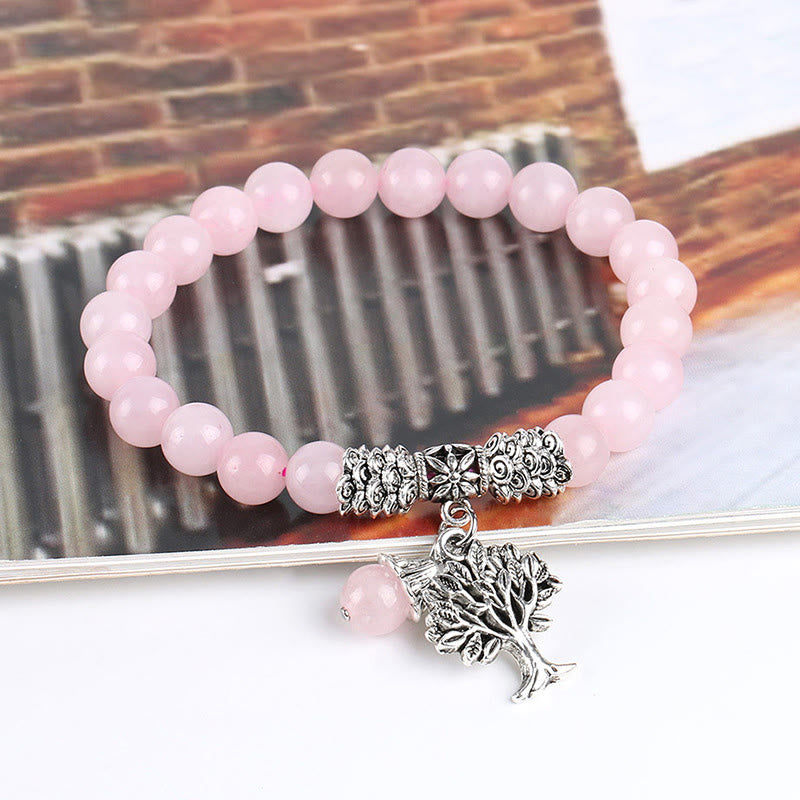 Carmiora Stretch-Armband mit natürlichem Edelstein, Baum des Lebens, Glücksbringer