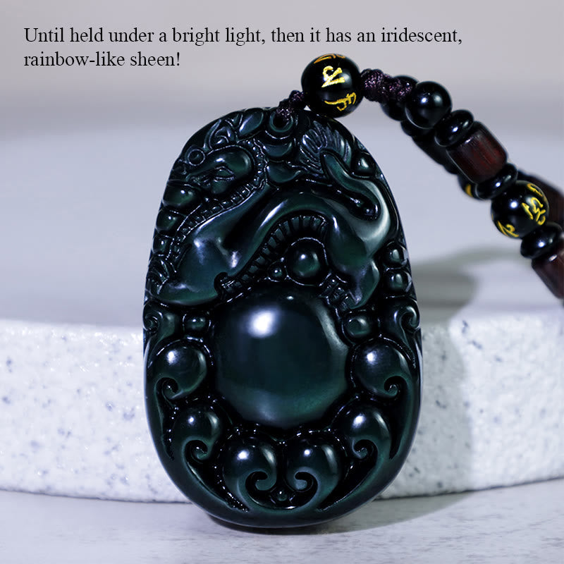 Carmiora tibetische positive Regenbogen-Obsidian-PiXiu-Halskette