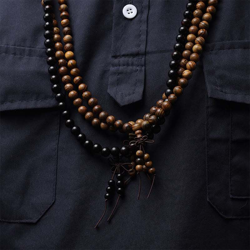 Carmiora 108 Mala Perlen Armband Gebet Meditation Sandelholz Elastisch