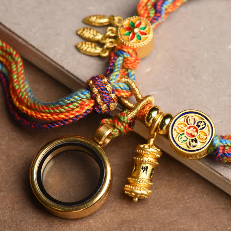 Carmiora tibetisches Om Mani Padme Hum Traumfänger Glück Buntes Reinkarnationsknoten-Schnurarmband