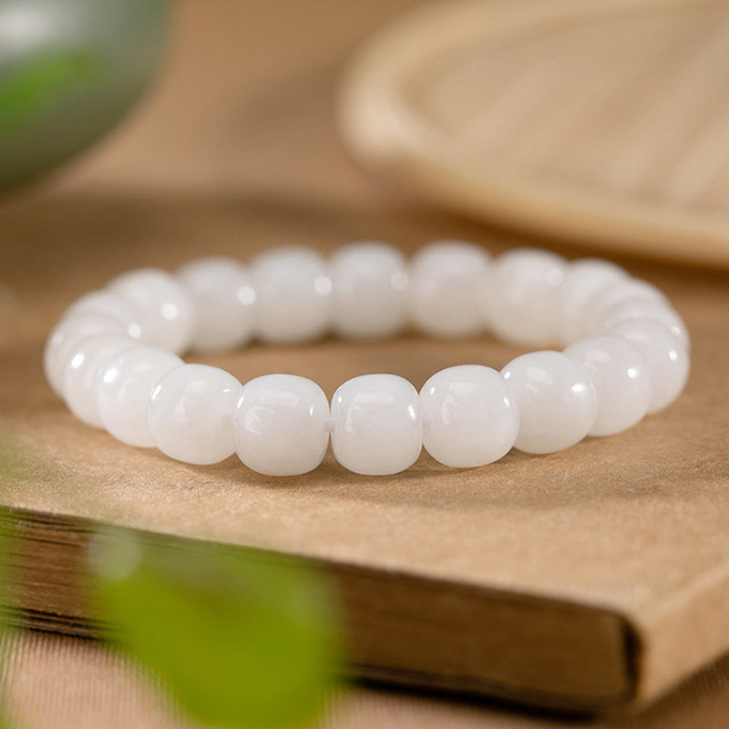 Carmiora Hetian Glückssegen-Armband aus weißer Jade