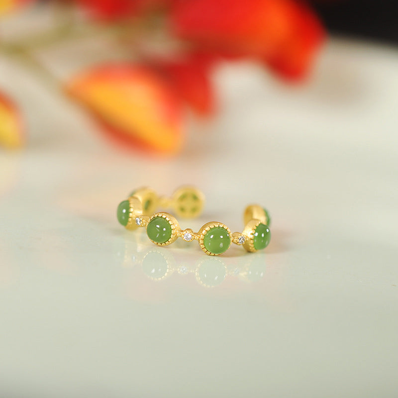 Carmiora Cyan Jade Healing Calm Verstellbarer Ring