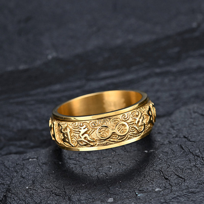 Carmiora Six True Words Balance Calm Titanstahlring