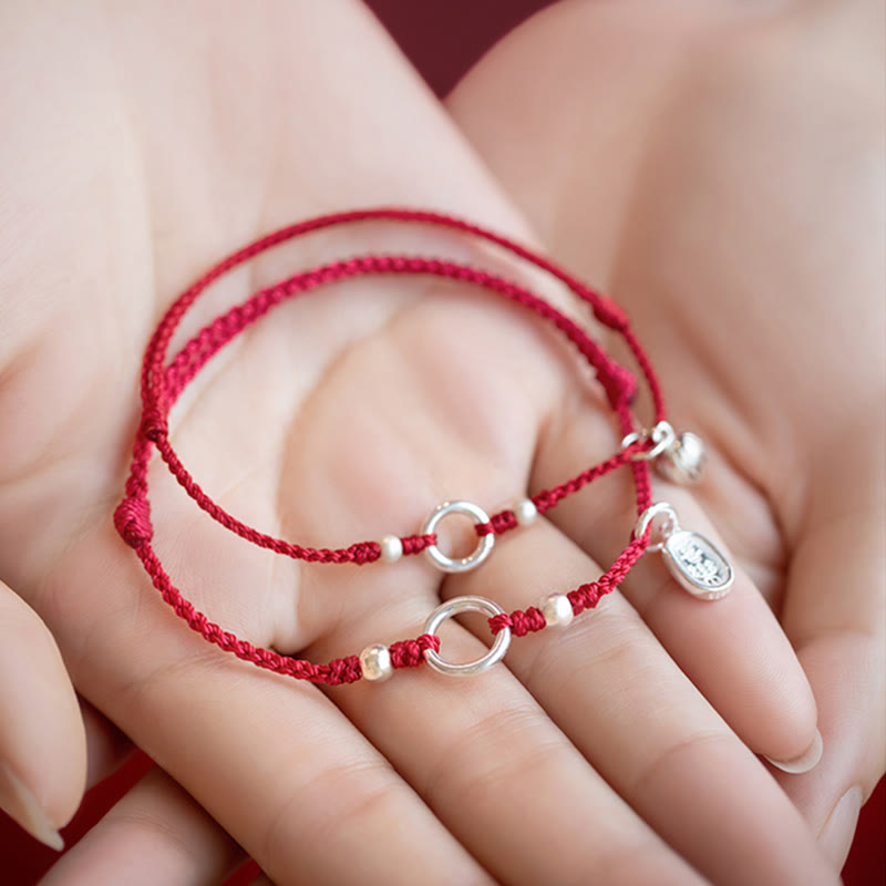 Carmiora Armband aus 925er-Sterlingsilber, Glück, Glück, Frieden, Freude, Lotus, Frieden, Schnalle, rote Schnur
