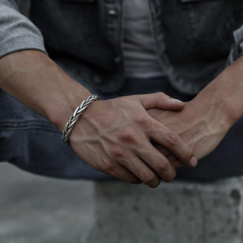 Carmiora-Kupfer-Balance-Armband im Wikinger-Stil mit gedrehtem Flechtmuster