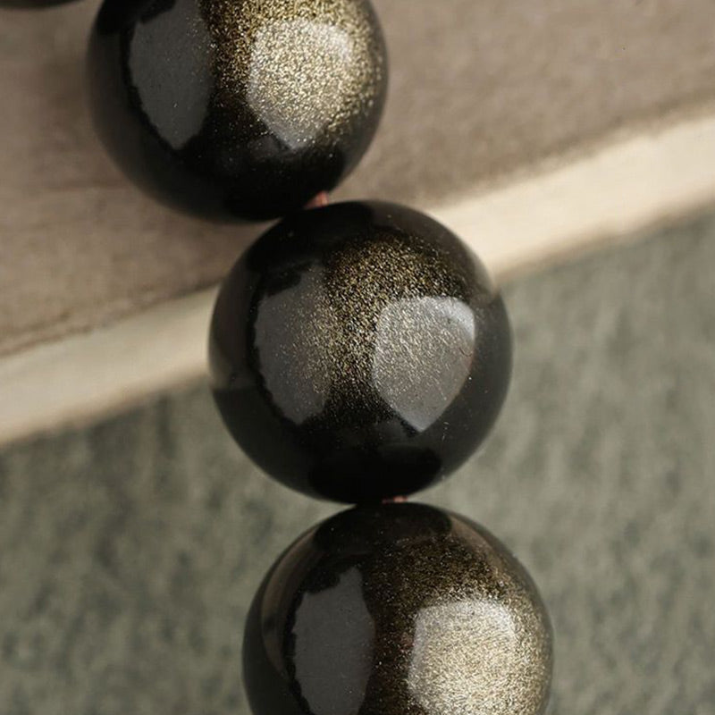 Carmiora Gold glänzender Obsidian Silber glänzender Obsidian Schönes Pfoten-Glückskatzen-Schutzarmband