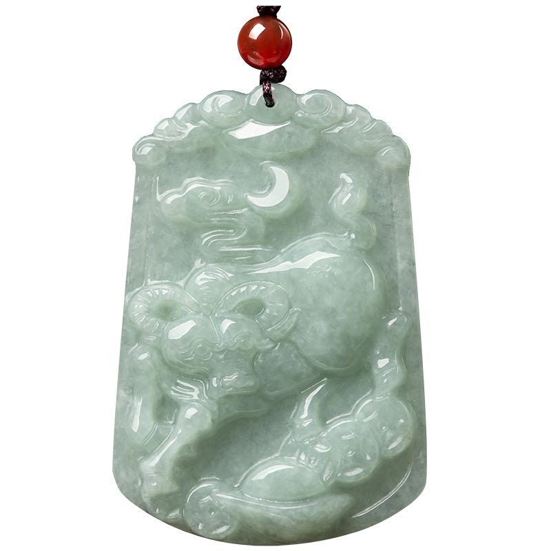 Carmiora natürliche Jade 12 chinesische Sternzeichen Fülle Amulett Anhänger Halskette