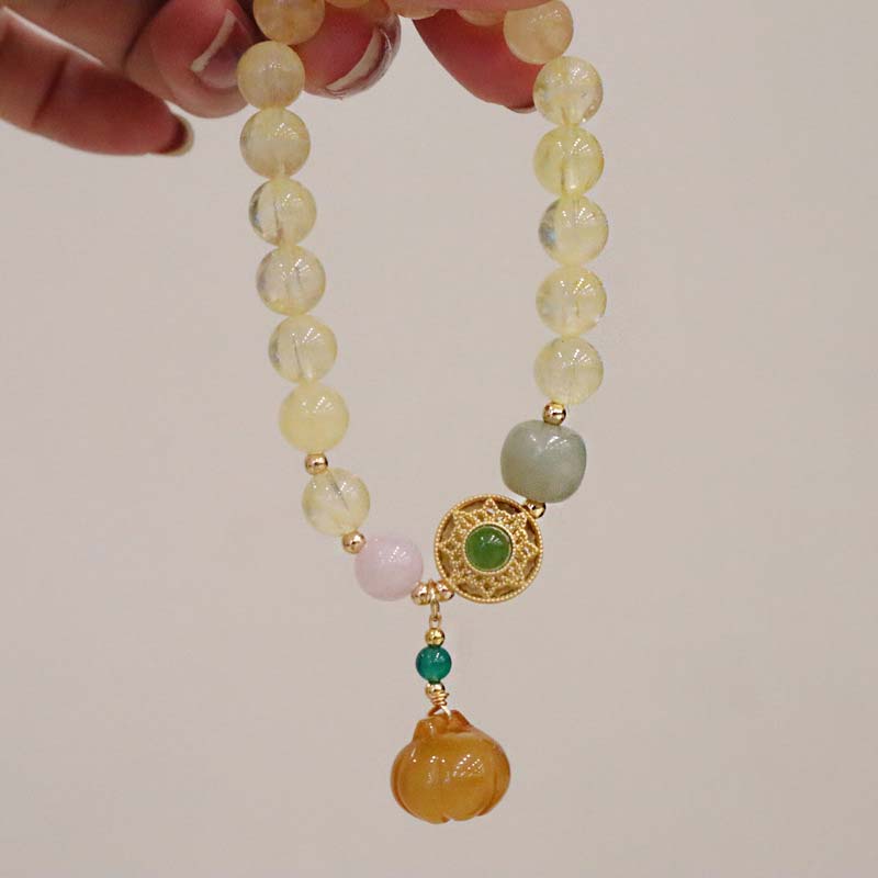 Carmiora natürliches Citrin-Jade-Blessing-Glücks-Kürbis-Charm-Armband