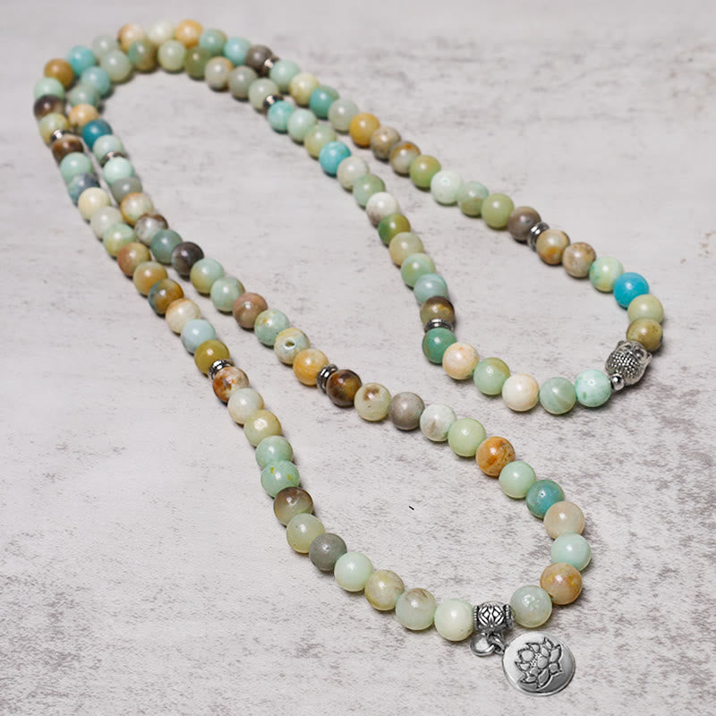 Carmiora Lotus Kristallstein 108 Perlen Mala Armband