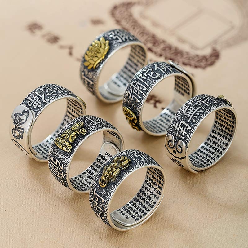 Carmiora Chinesischer Sternzeichen-Natal-Buddha-Reichtum-Glück-verstellbarer Ring