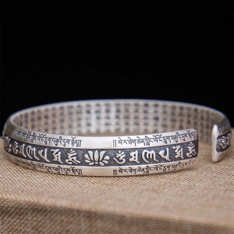 Carmiora Om Mani Padme Hum Herz Sutra Mantra Lotus Peace Meditation Manschettenarmband Armreif