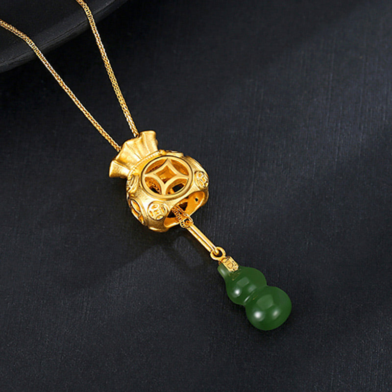 Carmiora Auspicious Feng Shui Geldbeutel-Jade-Anhänger-Halskette