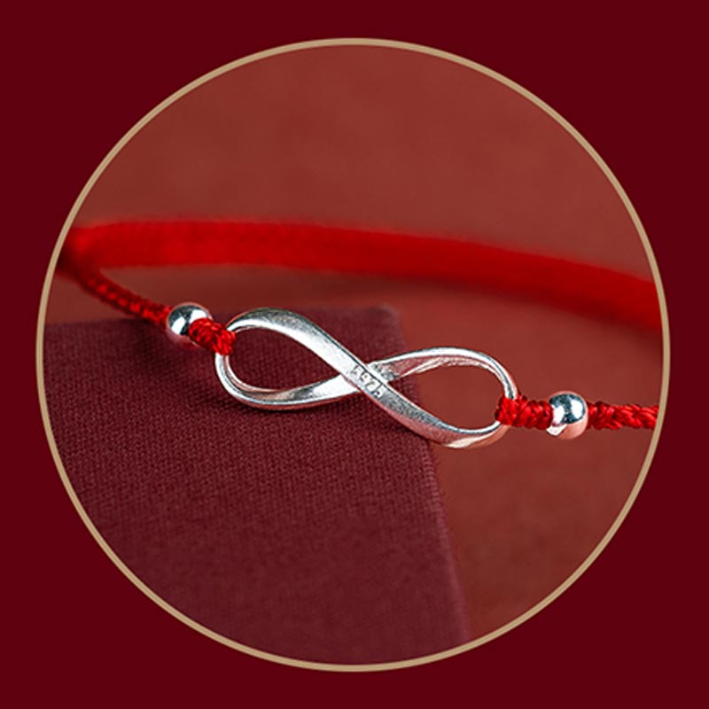 Carmiora 925 Sterling Silber Endless Knot Protection Luck Red String Armband Fußkettchen