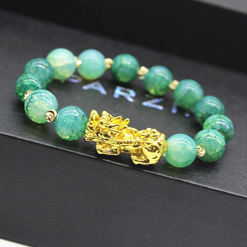 Carmiora handgemachtes Cyan Jade Pi Xiu Erfolgsarmband