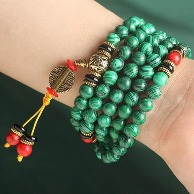 Carmiora tibetische 108 Mala Malachit Perlen Armband Halskette
