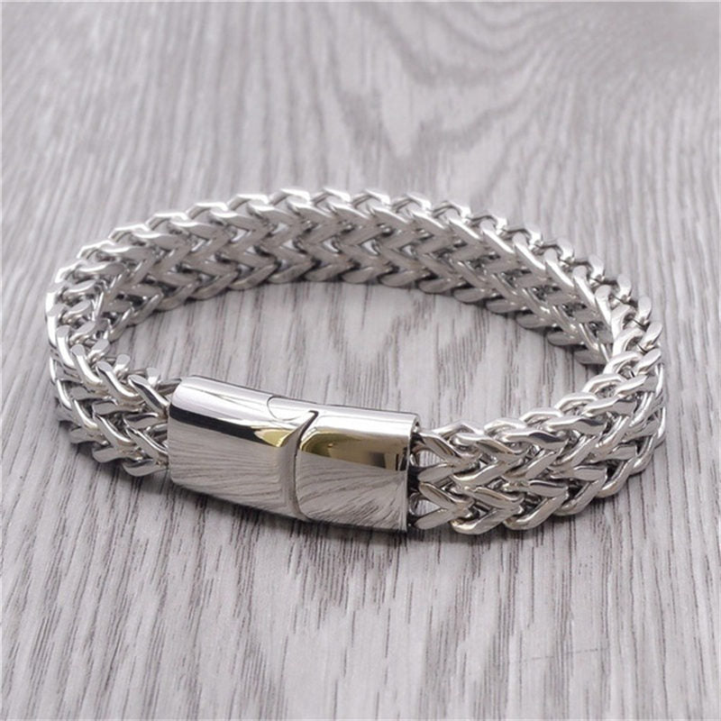 Carmiora Fischschuppen-Armband mit magnetischer Schnalle, Titanstahl, Balance-Armband