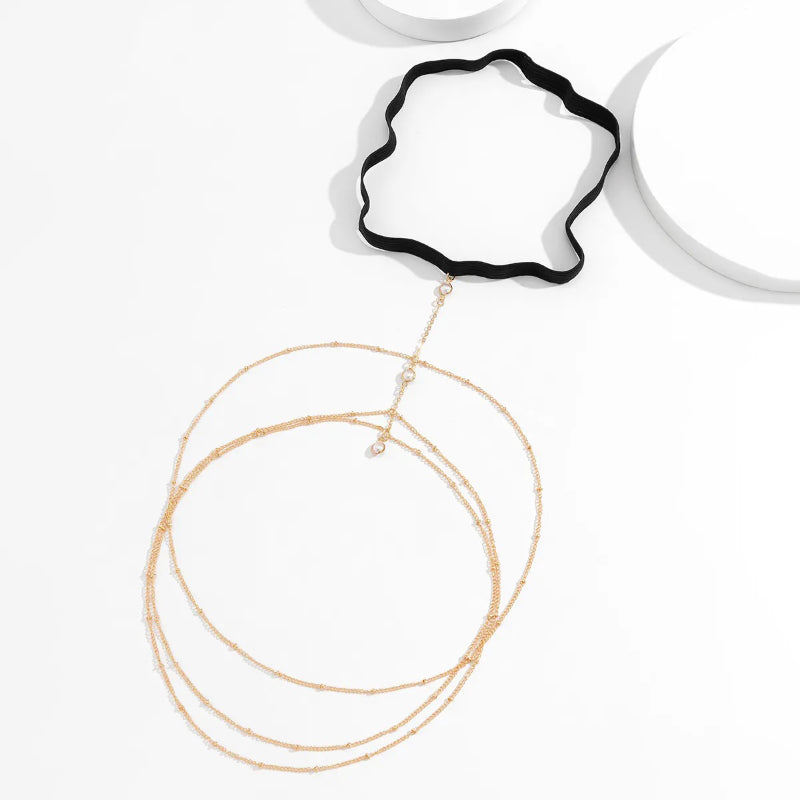 Mehrlagige elastische Boho-Oberschenkelkette