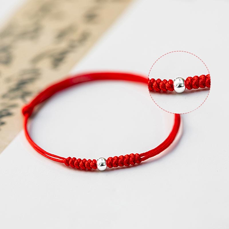 Carmiora 925 Sterling Silber Glücksperlenschutz Rote Schnur Geflochtenes Armband