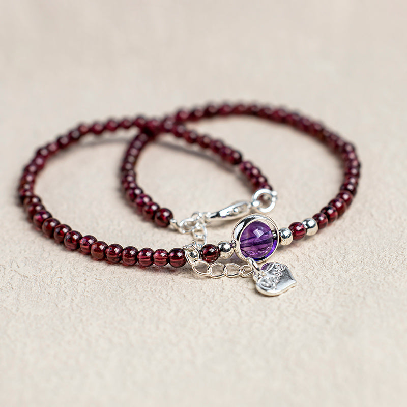 Carmiora-Granat-Amethyst-Reinigungs-Ruhe-Fußkettchen