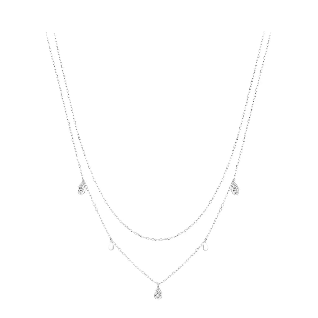 Doppelte Halskette - Moissanit-Tropfen-Halskette mit doppelter Freude