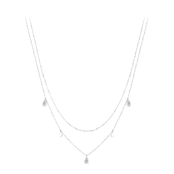 Doppelte Halskette - Moissanit-Tropfen-Halskette mit doppelter Freude