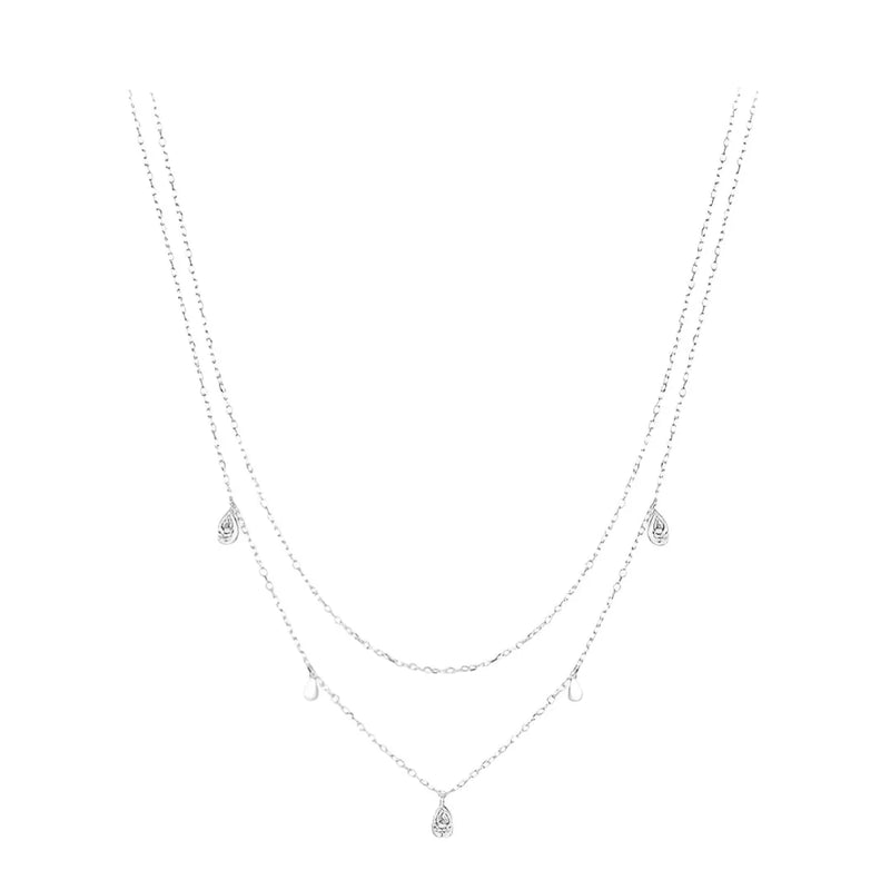 Doppelte Halskette - Moissanit-Tropfen-Halskette mit doppelter Freude