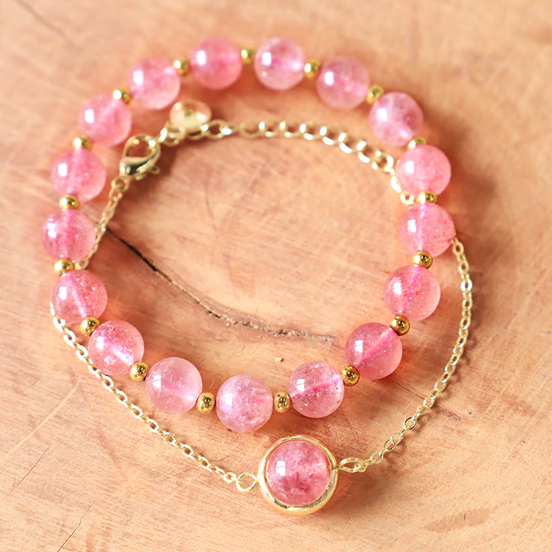 Carmiora Sun Stone Erdbeerquarz Kristall Positives Armband